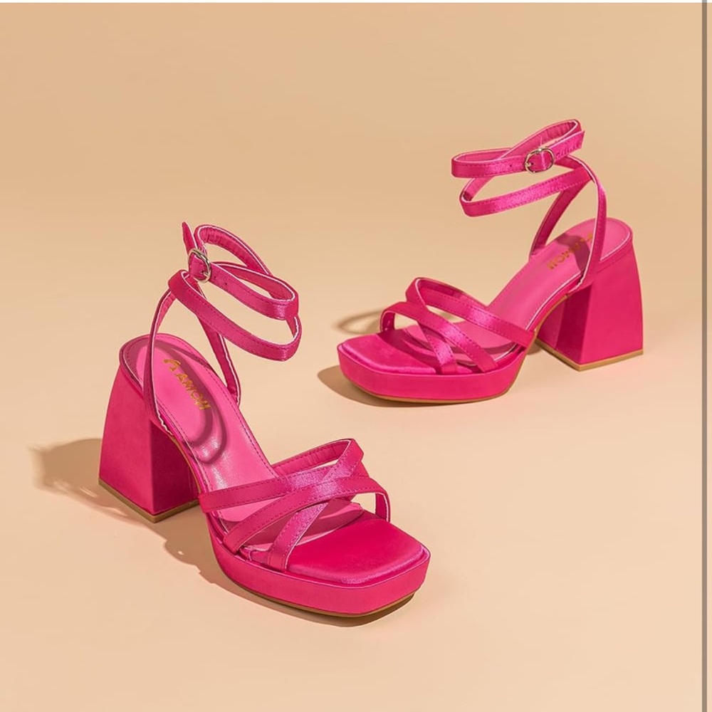 Pink straps heels